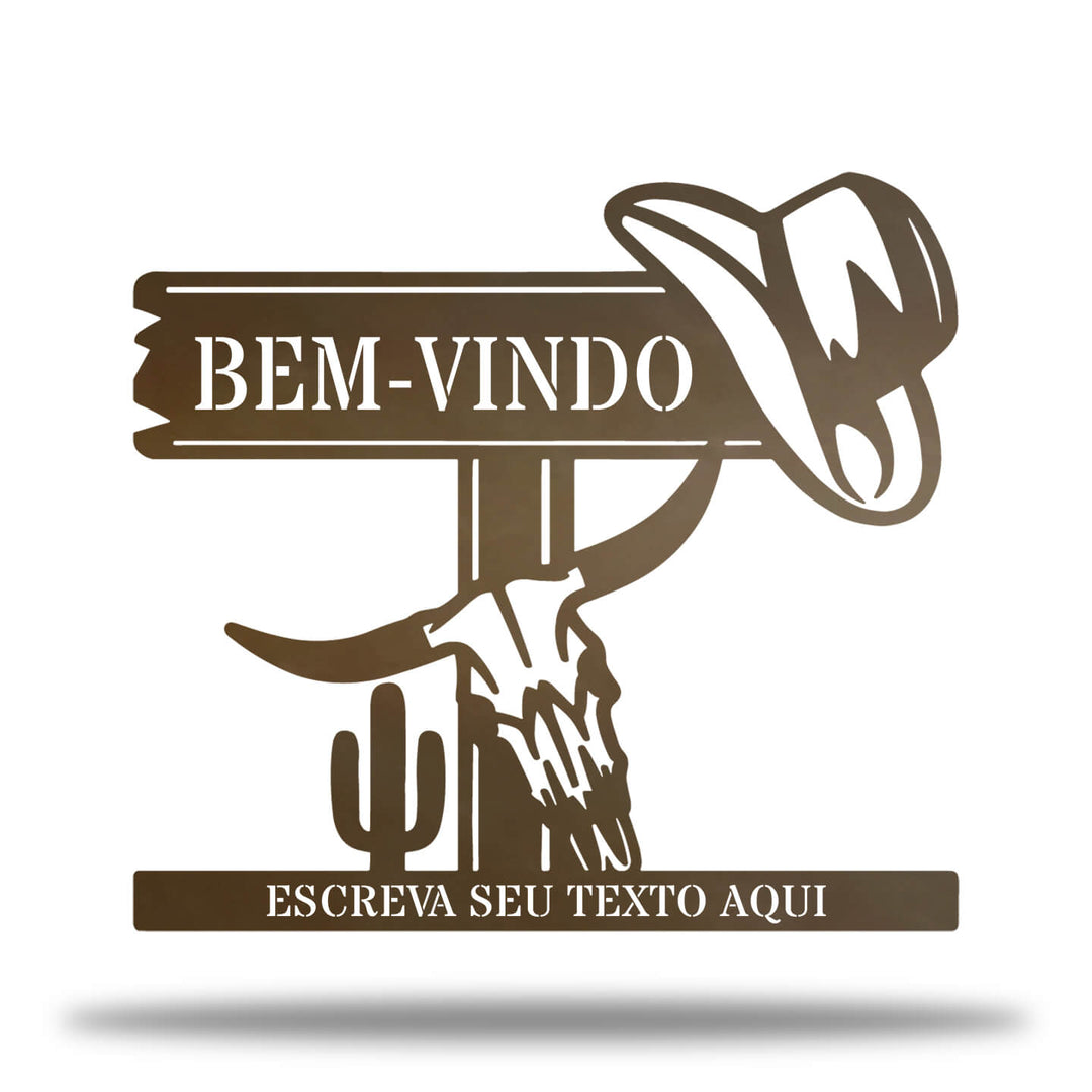 Placa Boas-Vindas Cowboy