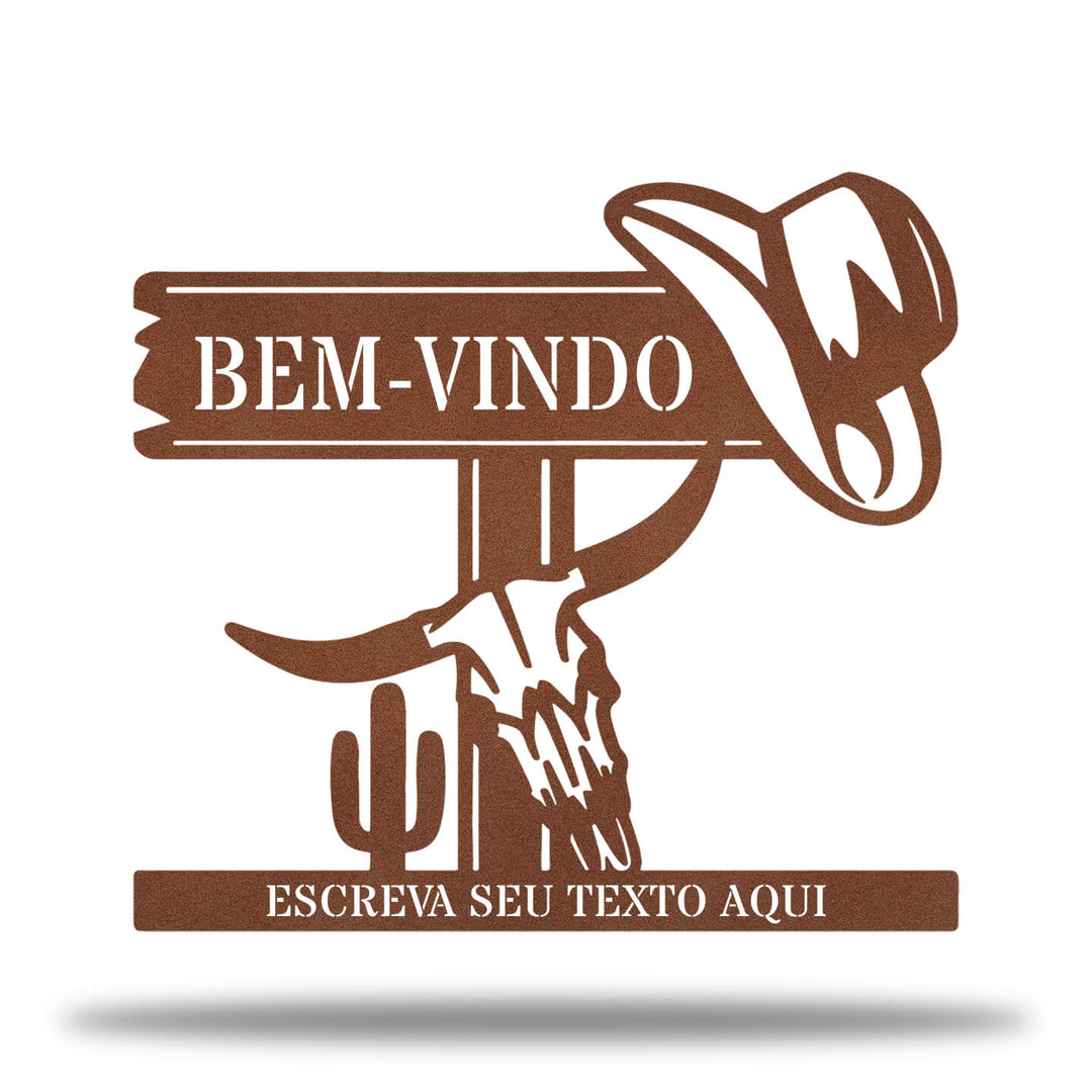 Placa Boas-Vindas Cowboy