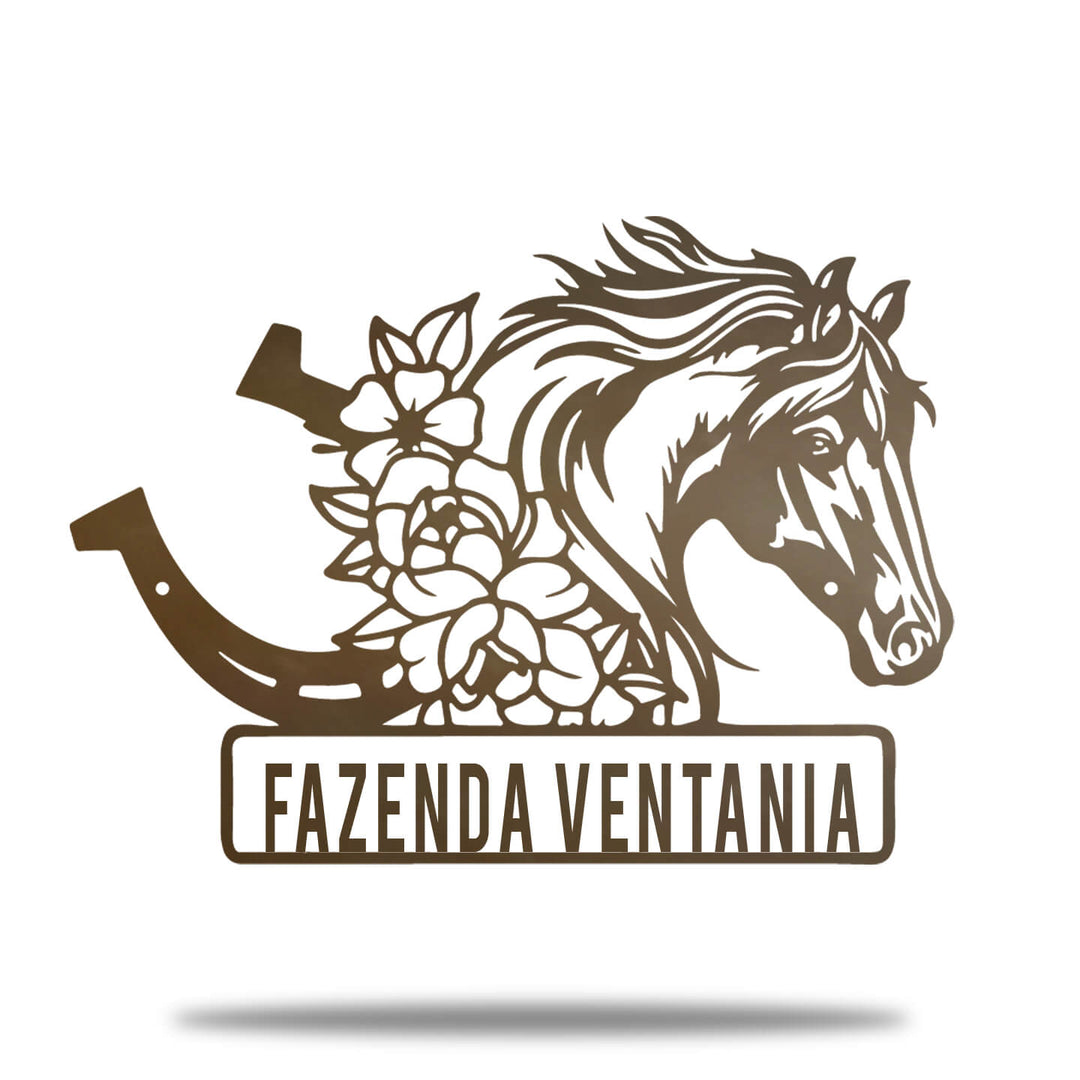 Placa Cavalo Floral