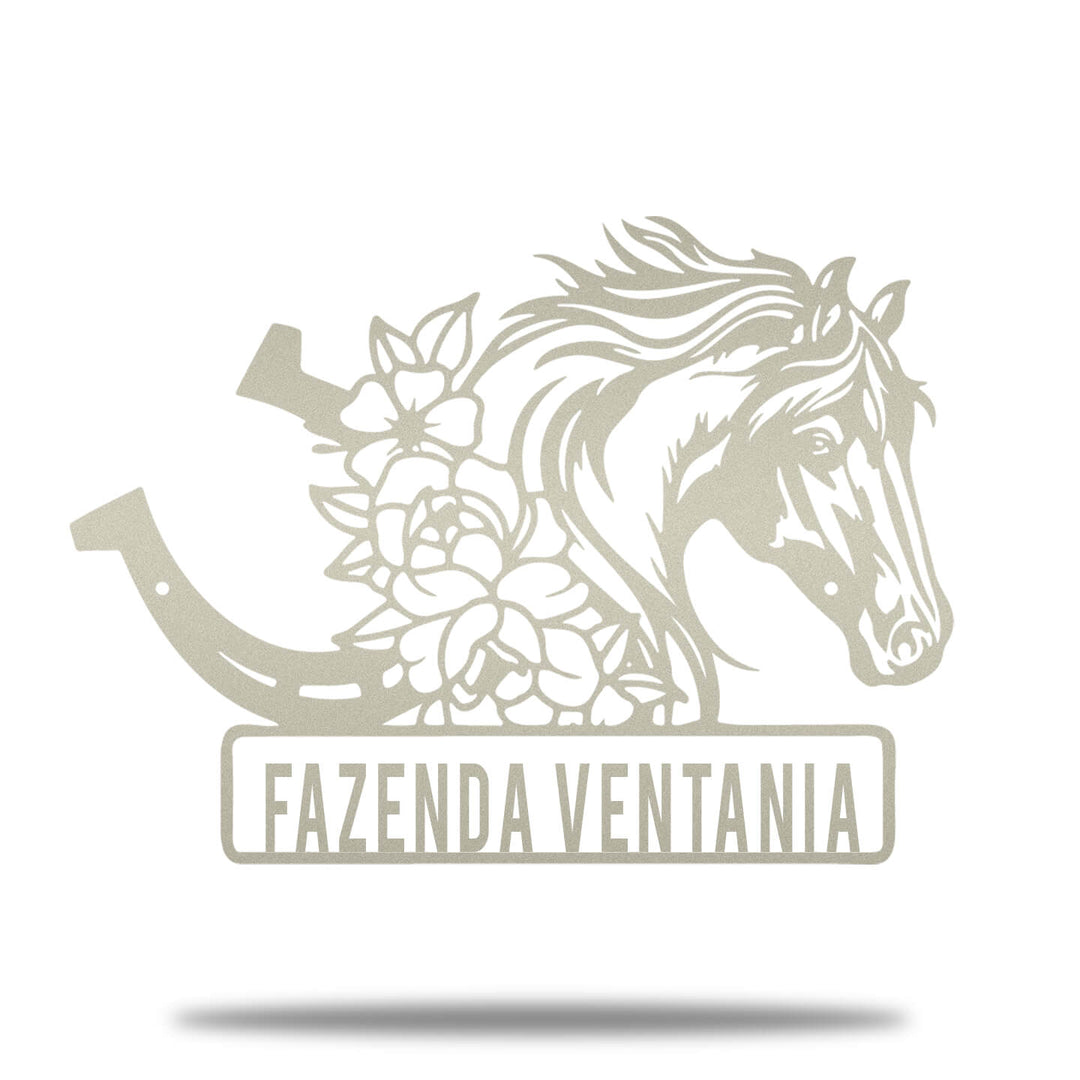 Placa Cavalo Floral
