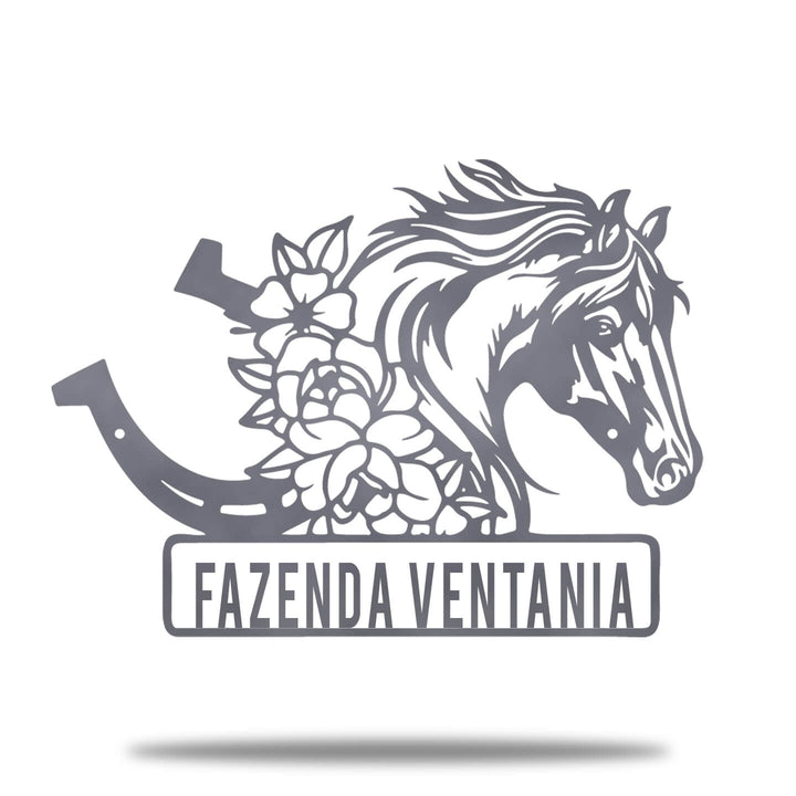 Placa Cavalo Floral