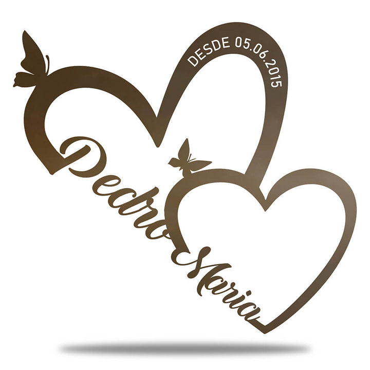 Placa Dois Corações em Metal