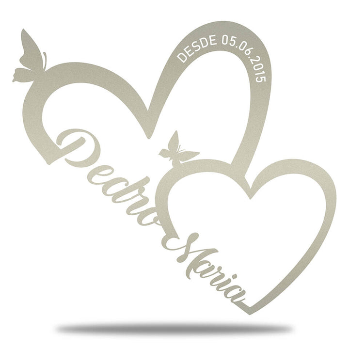 Placa Dois Corações em Metal