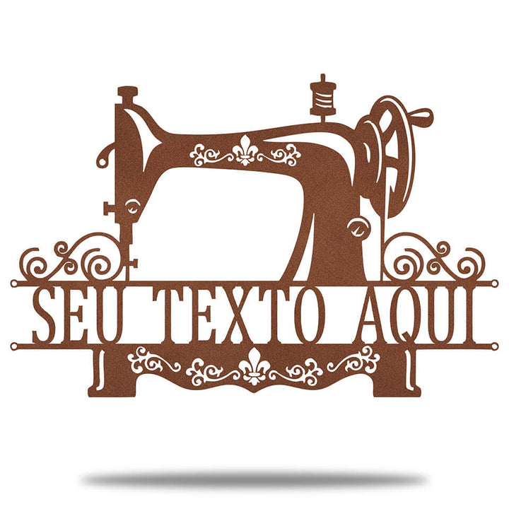Máquina de Costura Personalizada - Placa de Metal - Presente Dia das Mães