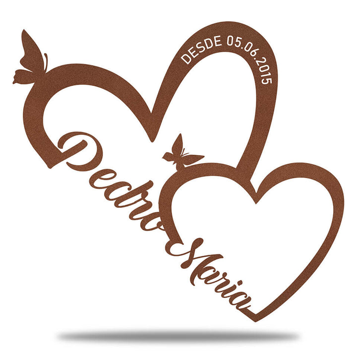 Placa Dois Corações em Metal