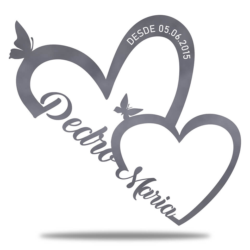 Placa Dois Corações em Metal