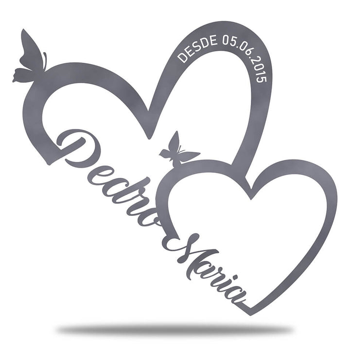 Placa Dois Corações em Metal