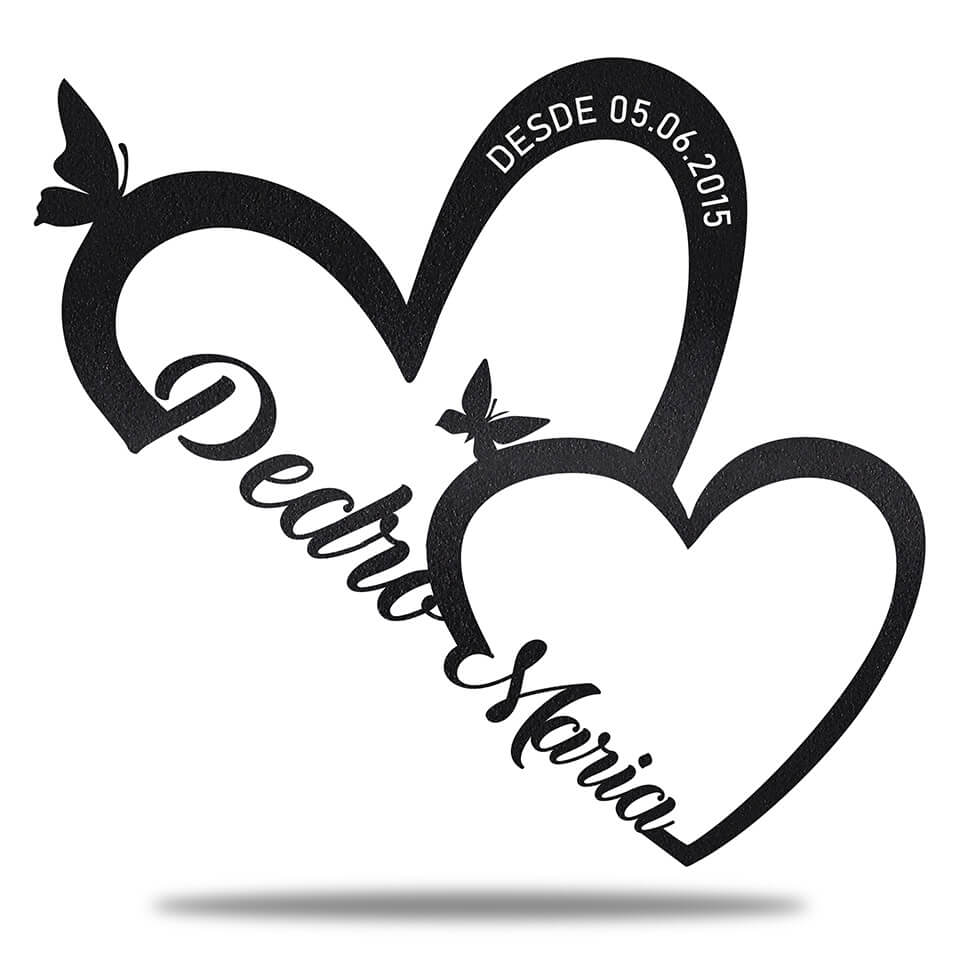 Placa Dois Corações em Metal