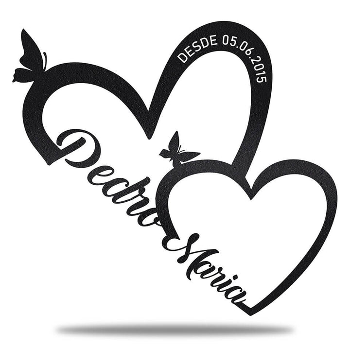 Placa Dois Corações em Metal