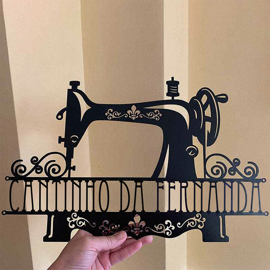 Máquina de Costura Personalizada - Placa de Metal - Presente Dia das Mães