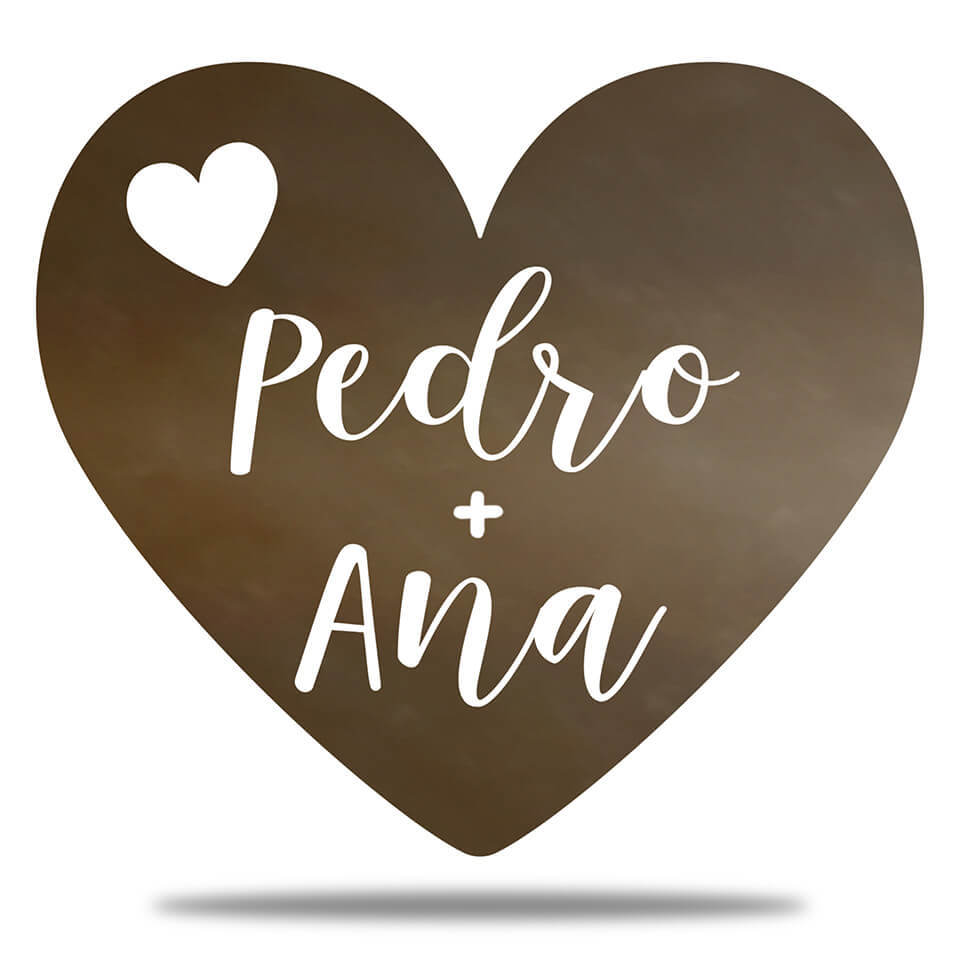 Coração com Nome do Casal em Metal - Personalize