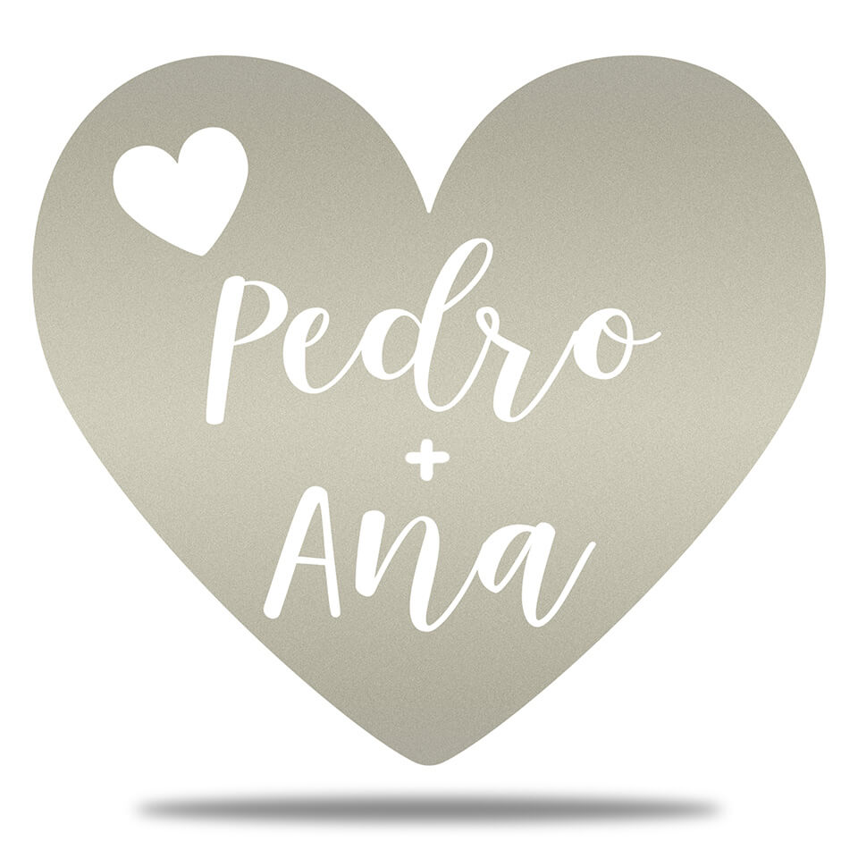 Coração com Nome do Casal em Metal - Personalize