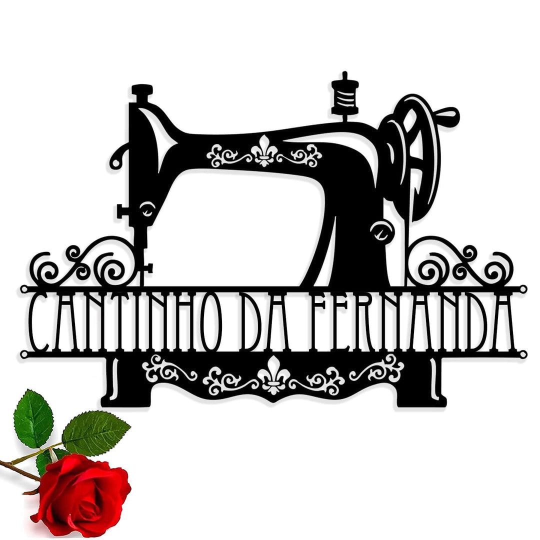 Máquina de Costura Personalizada - Placa de Metal - Presente Dia das Mães