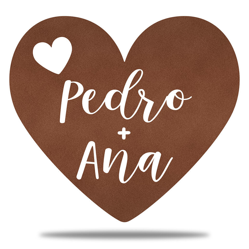 Coração com Nome do Casal em Metal - Personalize