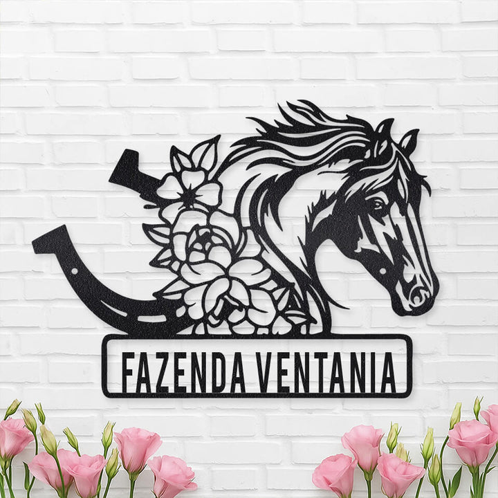 Placa Cavalo Floral