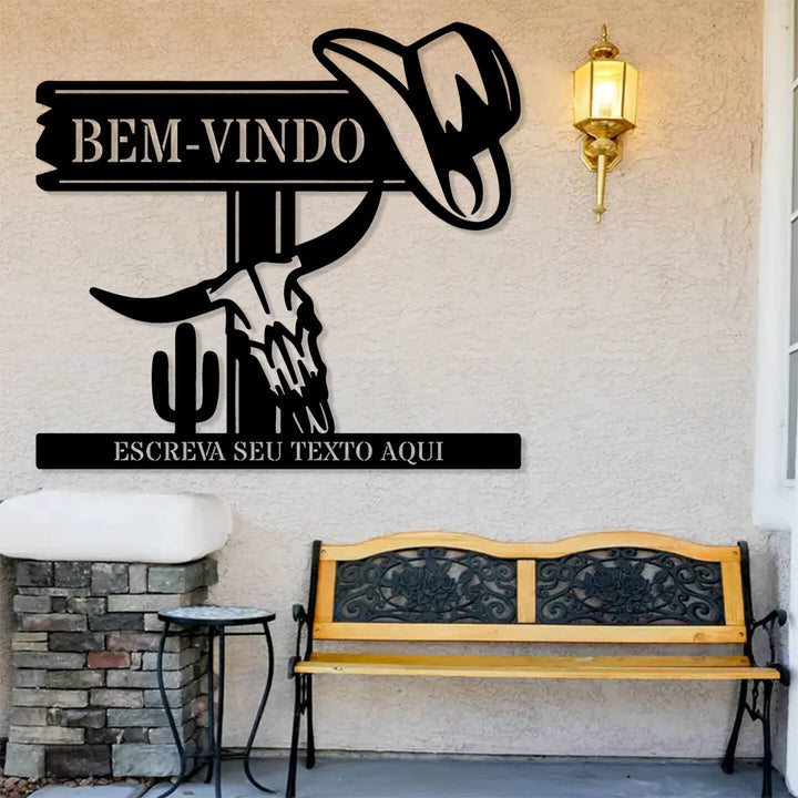 Placa Boas-Vindas Cowboy