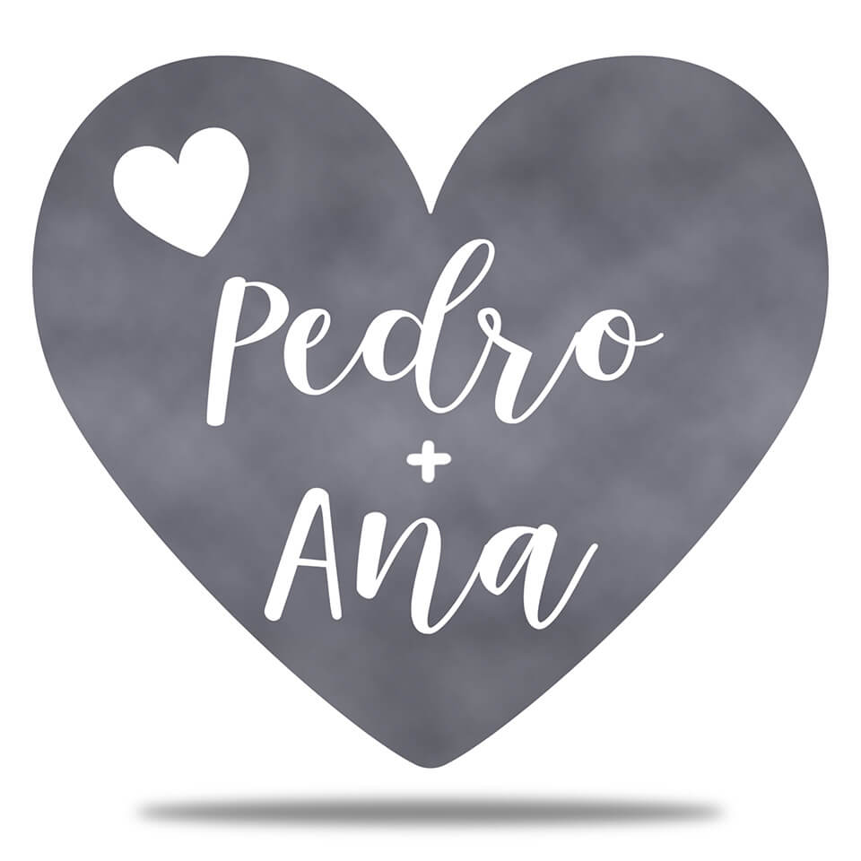 Coração com Nome do Casal em Metal - Personalize
