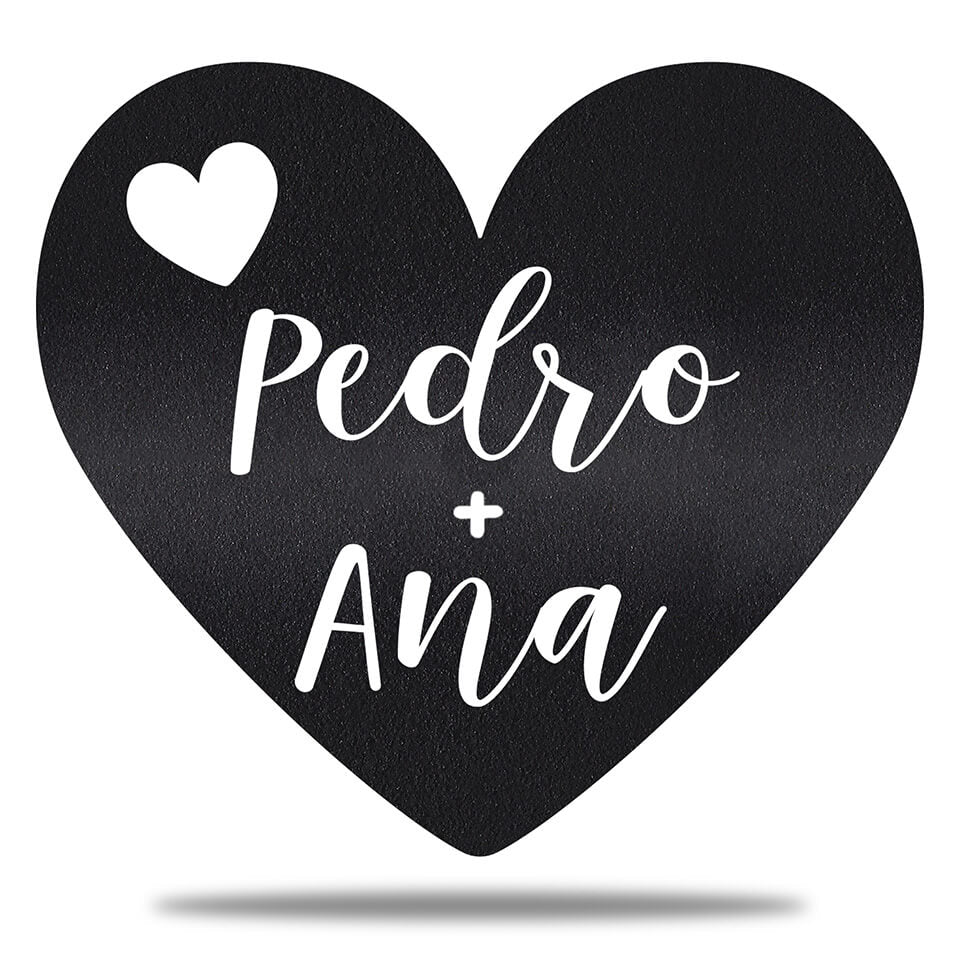 Coração com Nome do Casal em Metal - Personalize