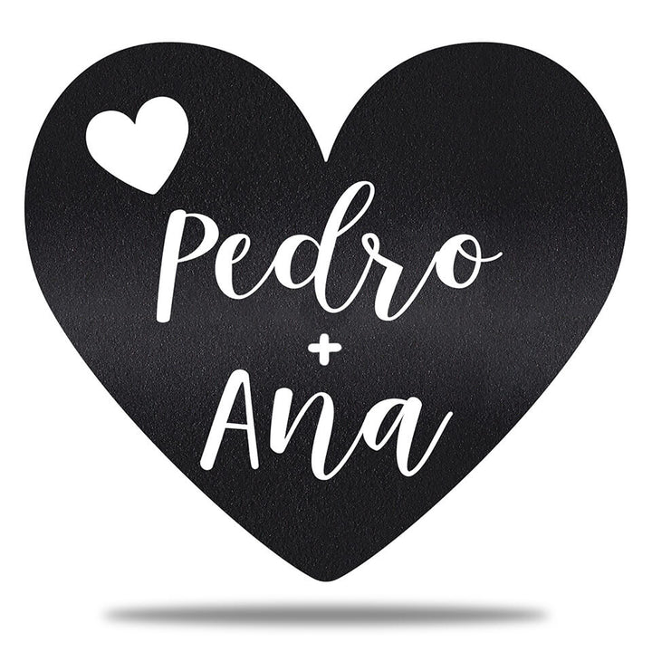 Coração com Nome do Casal em Metal - Personalize
