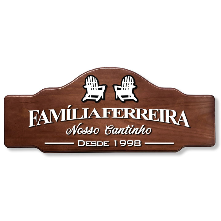 Placa de Madeira Área de Lazer