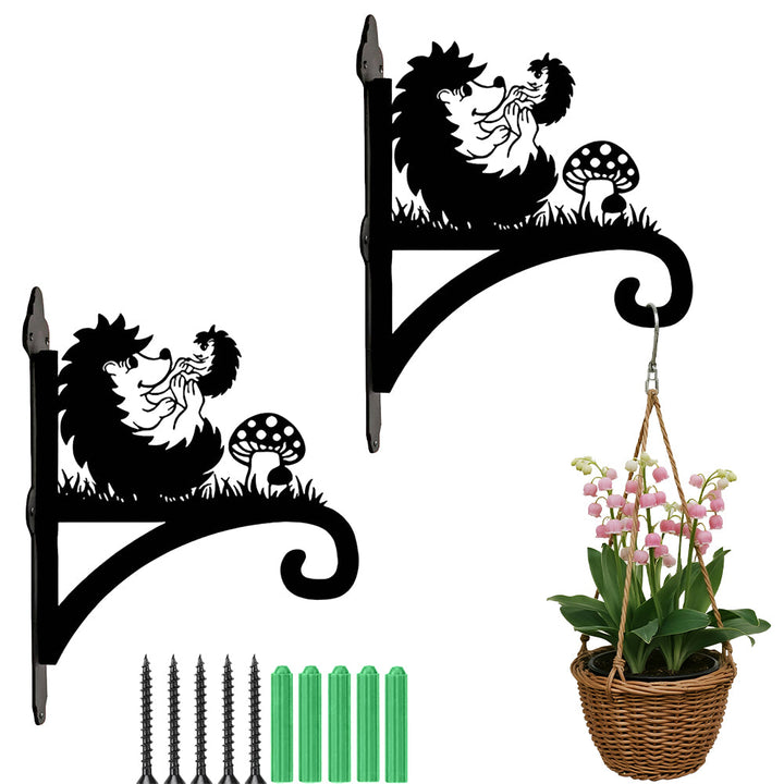 Ouriços e Cogumelo - Suporte de Planta em Metal