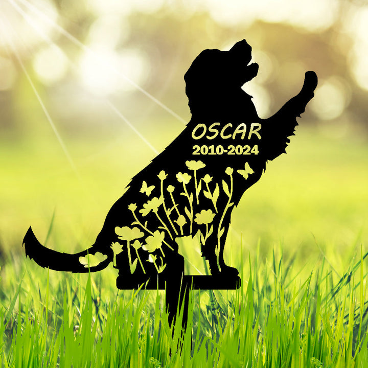 Golden Retriever - Memorial em metal, personalizada sob medida