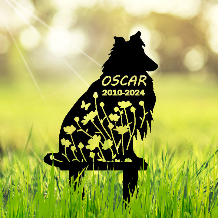 Border Collie - Memorial em metal, personalizada sob medida