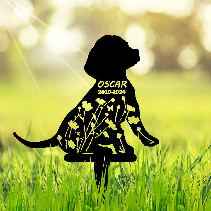 Beagle - Memorial em metal, personalizada sob medida