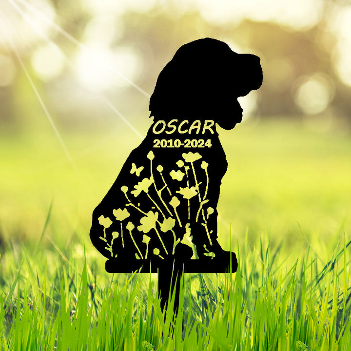 Cocker Spaniel - Memorial em metal, personalizada sob medida