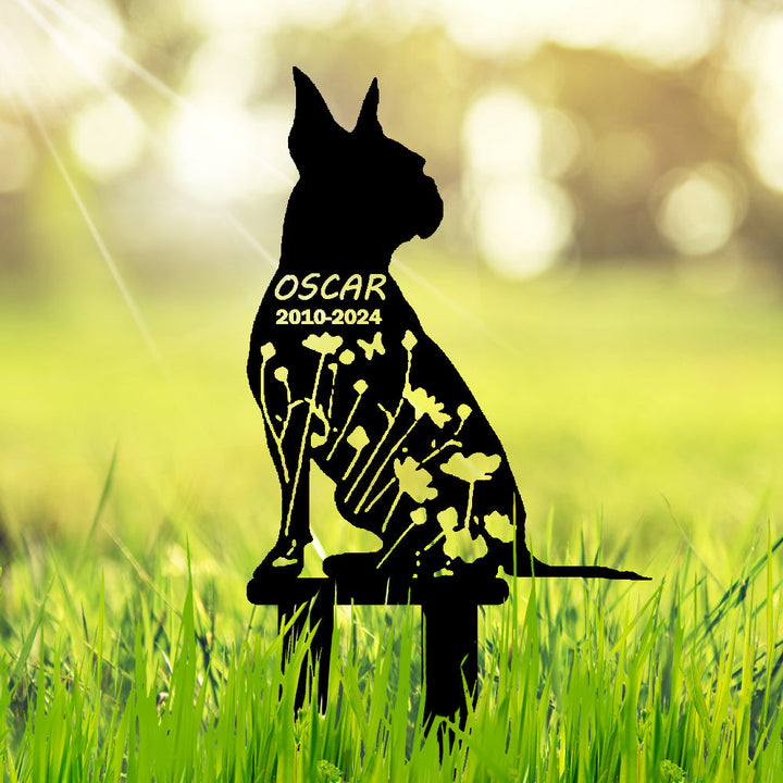 Boston Terrier - Memorial em metal, personalizada sob medida