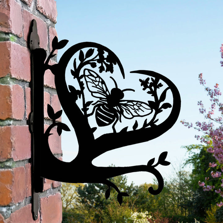 Abelha e Coração  - Suporte de Planta em Metal