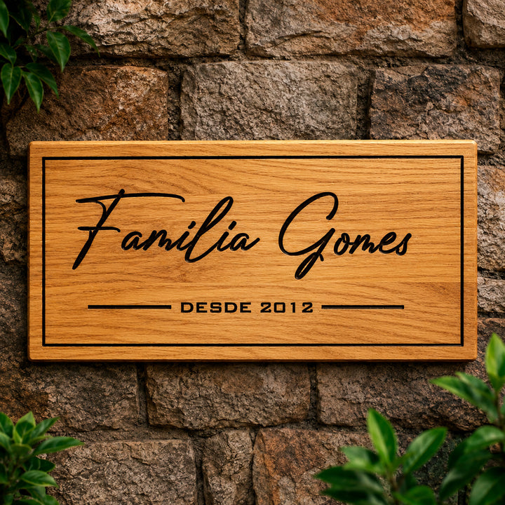 Placa Sobrenome Delicado Entalhada