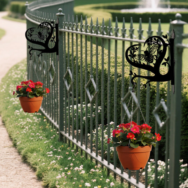 Abelha e Coração  - Suporte de Planta em Metal