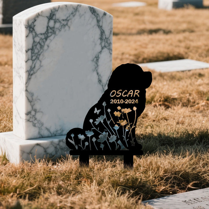 Chow Chow - Memorial em metal — detalhe do acabamento artesanal