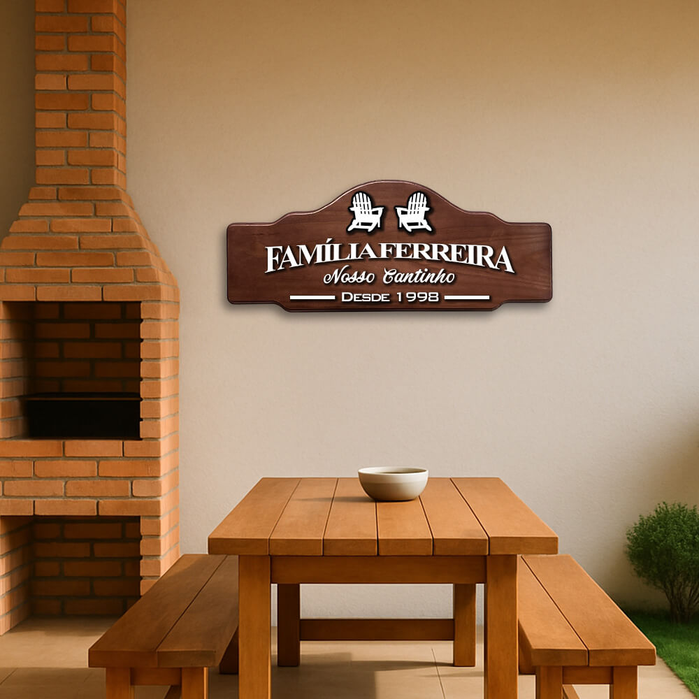 Placa de Madeira Área de Lazer
