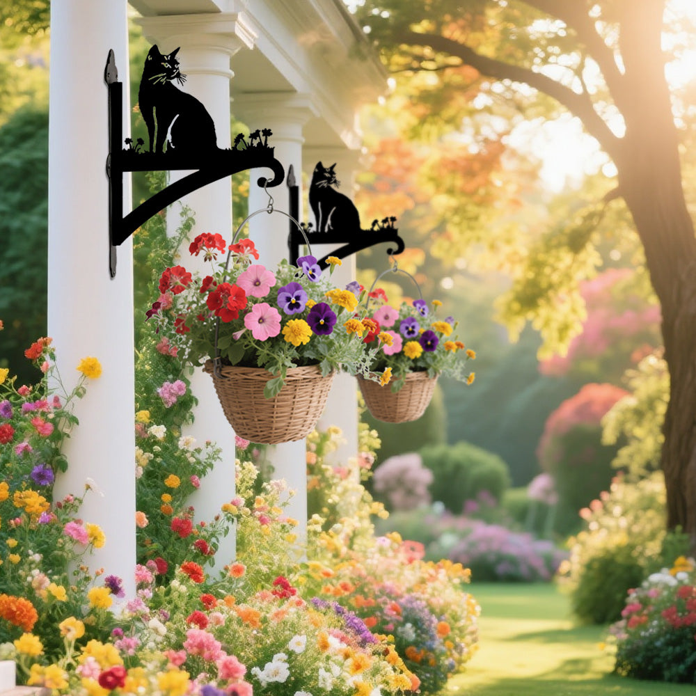 Gato Sentado - Suporte de Planta em Metal