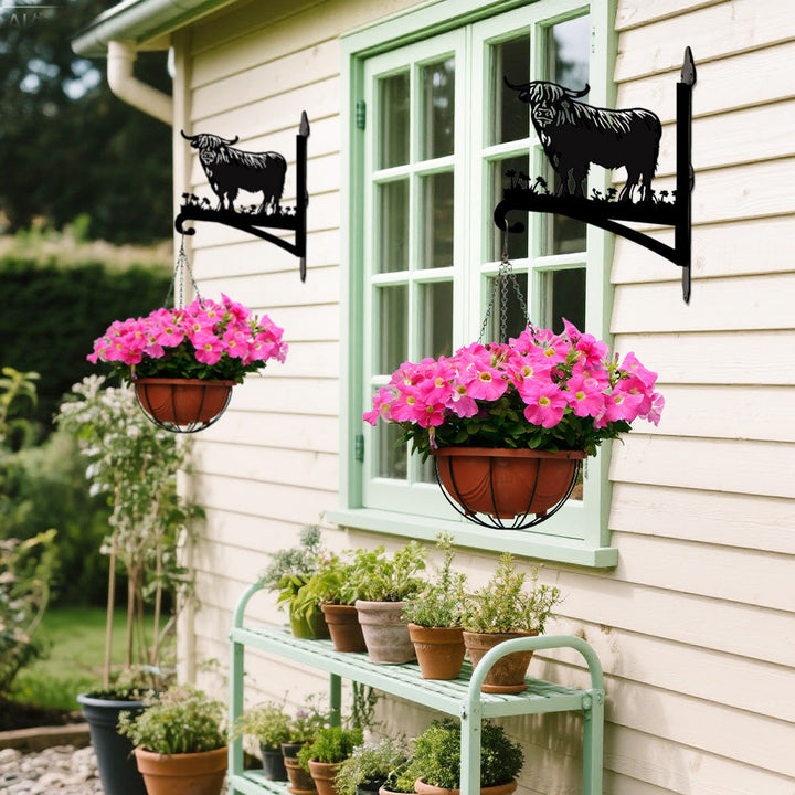 Gado Escocês - Suporte de Planta em Metal