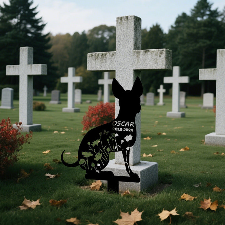 Chihuahua - Memorial em metal — ângulo lateral da peça