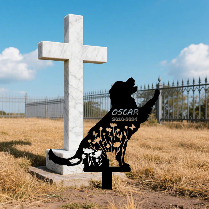 Golden Retriever - Memorial em metal — ângulo lateral da peça