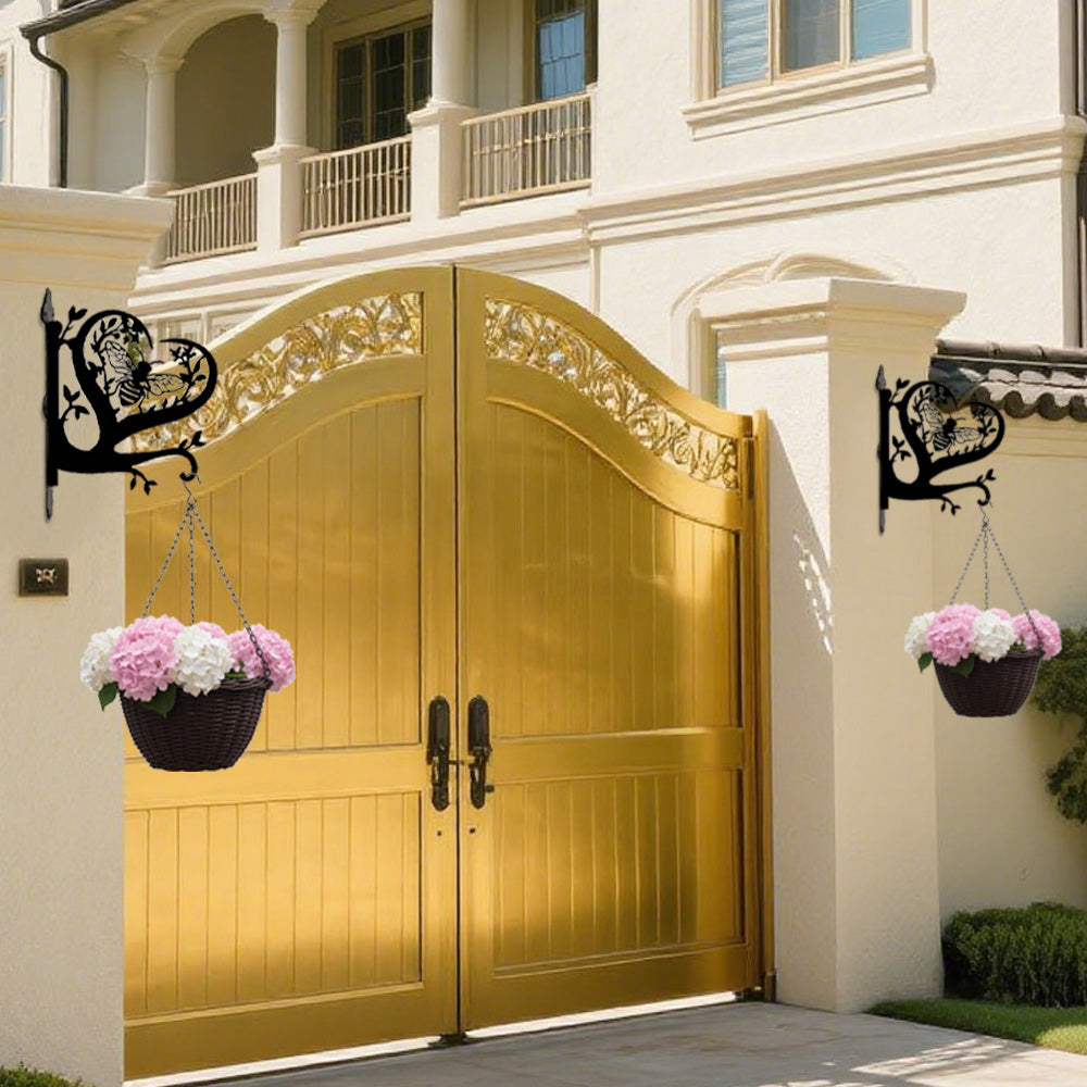 Abelha e Coração  - Suporte de Planta em Metal