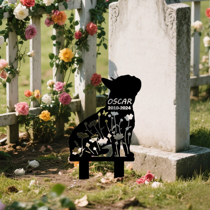 Bulldog Inglês - Memorial em metal — ângulo lateral da peça