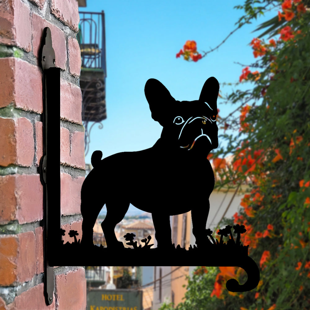 Bulldog Francês - Suporte de Planta em Metal