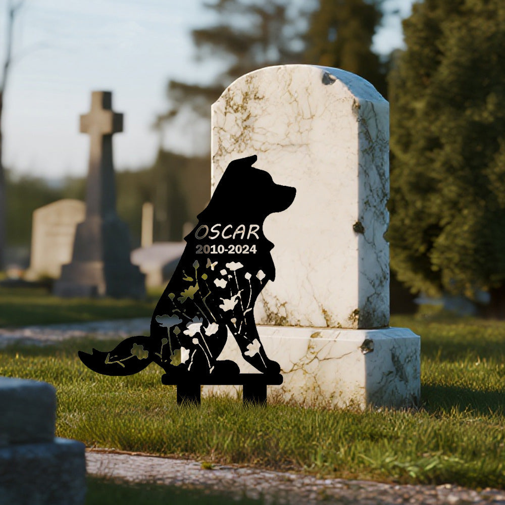 Pastor Collie - Memorial em metal — ângulo lateral da peça