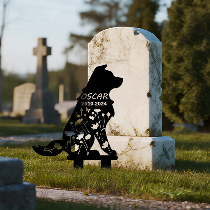 Pastor Collie - Memorial em metal — ângulo lateral da peça