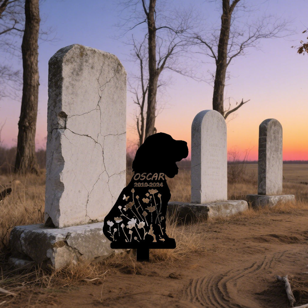 Cocker Spaniel - Memorial em metal — ângulo lateral da peça