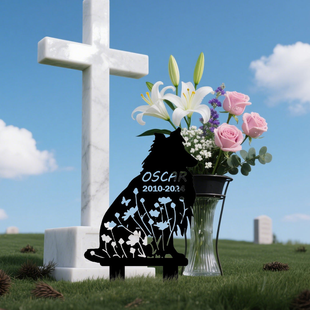 Border Collie - Memorial em metal — ângulo lateral da peça