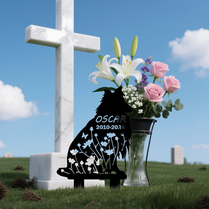 Border Collie - Memorial em metal — ângulo lateral da peça