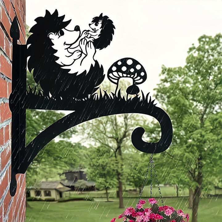 Ouriços e Cogumelo - Suporte de Planta em Metal