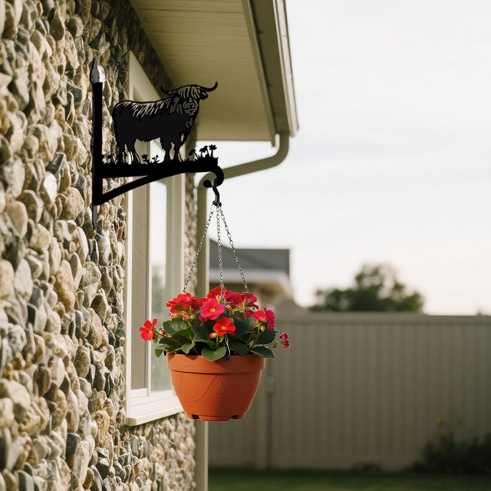 Gado Escocês - Suporte de Planta em Metal