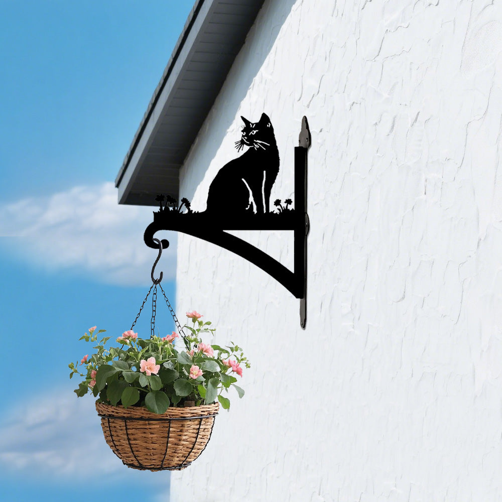 Gato Sentado - Suporte de Planta em Metal